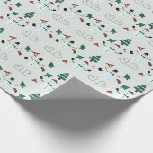 Schneemänner und Pinienbäume Grüne Bäume Weihnacht Geschenkpapier (Ecke)