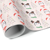Schneemänner und Pinienbäume Weihnachten Geschenkpapier (Rolleneckpunkt)