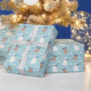 Schneemänner und Rentiere Geschenkpapier