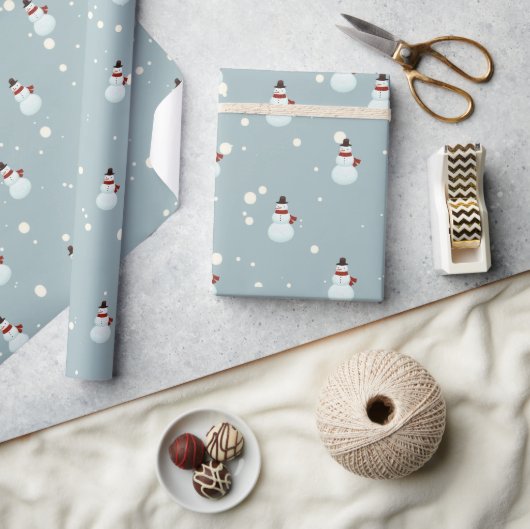Schneemänner und Schneeflocken Geschenkpapier (Kunsthandwerk)