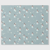 Schneemänner und Schneeflocken Geschenkpapier (Flach)