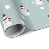 Schneemänner und Schneeflocken Geschenkpapier (Rolleneckpunkt)