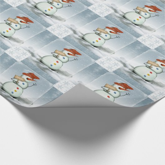 Schneemänner und Schneeflocken Geschenkpapier (Ecke)