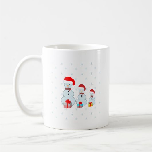 Schneemänner und Schneeflocken Kaffeetasse (Links)