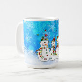 Schneemänner und Schneeflocken Kaffeetasse (Vorderseite Links)