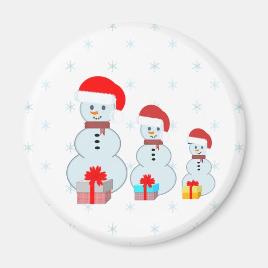 Schneemänner und Schneeflocken Magnet (Vorne)