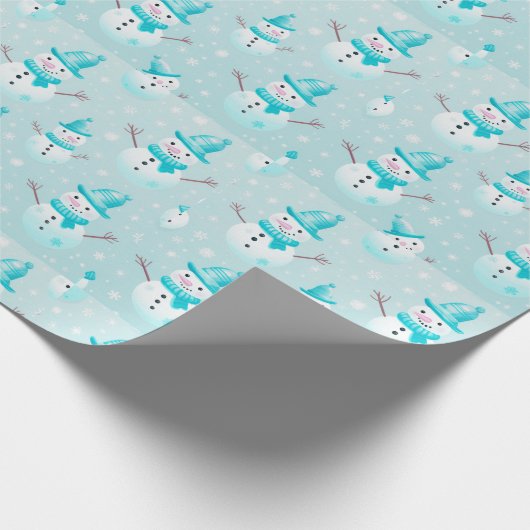 Schneemänner und Schneeflocken Moderne Weihnachten Geschenkpapier (Ecke)