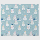 Schneemänner und Schneeflocken Moderne Weihnachten Geschenkpapier (Flach)