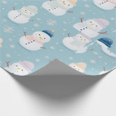 Schneemänner und Schneeflocken Moderne Weihnachten Geschenkpapier (Ecke)