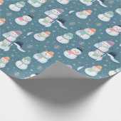 Schneemänner und Schneeflocken Moderne Weihnachten Geschenkpapier (Ecke)
