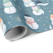 Schneemänner und Schneeflocken Moderne Weihnachten Geschenkpapier (Rolleneckpunkt)