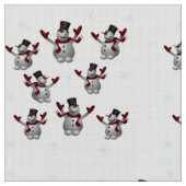 Schneemänner und Schneeflocken Stoff (Nahaufnahme)