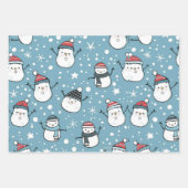Schneemänner und Schneeflocken Weihnachten Geschenkpapier Set (Vorderseite 3)