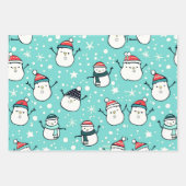 Schneemänner und Schneeflocken Weihnachten Geschenkpapier Set (Vorderseite 2)
