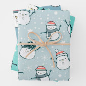 Schneemänner und Schneeflocken Weihnachten Geschenkpapier Set (Beispiel)