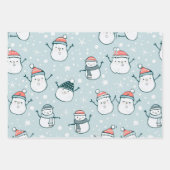 Schneemänner und Schneeflocken Weihnachten Geschenkpapier Set (Vorderseite)
