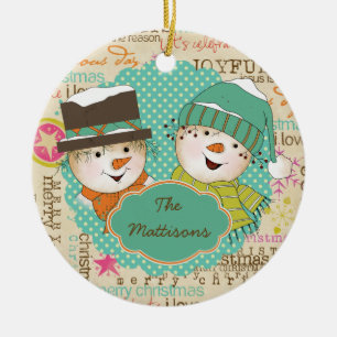 Schneemänner und Typografie Keepake Ornament