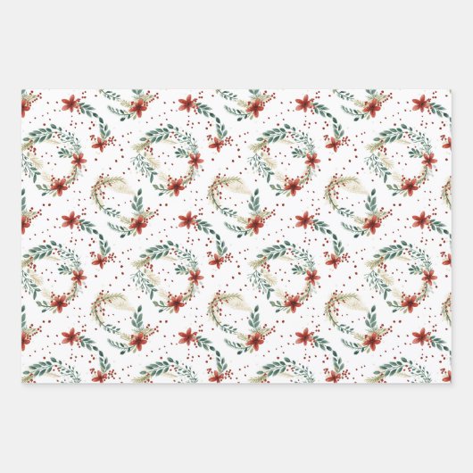 Schneemänner und Weihnachts Holly Geschenkpapier Set (Vorderseite)