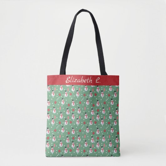 Schneemänner und Weihnachtsschmuck Tasche (Vorderseite)