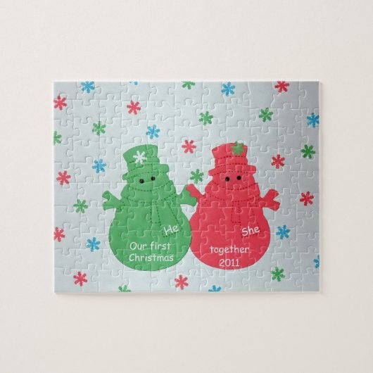 Schneemänner: Unser erstes Weihnachten gemeinsam 2 Puzzle (Horizontal)