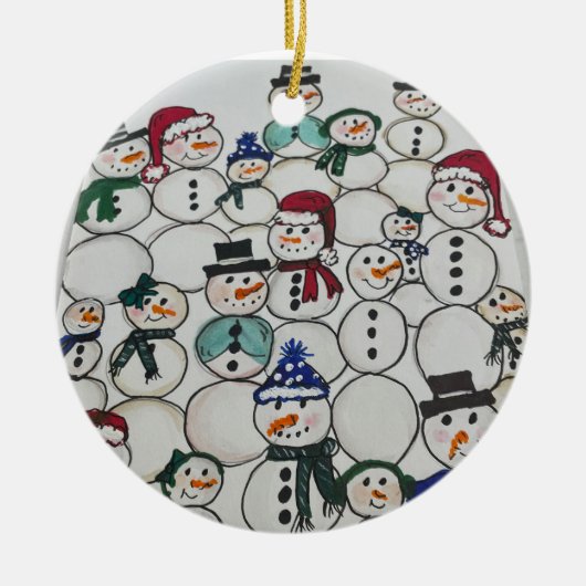 Schneemänner Weihnachten Schmuckhandgemälde Schnee Keramik Ornament (Vorne)