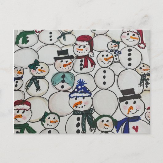 Schneemänner Weihnachten Schmuckhandgemälde Schnee Postkarte (Vorderseite)