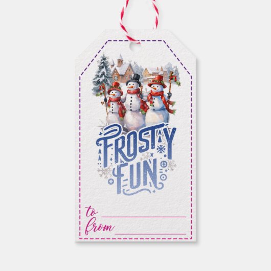 Schneemänner Weihnachtsgeschenke Geschenkanhänger (Rückseite)