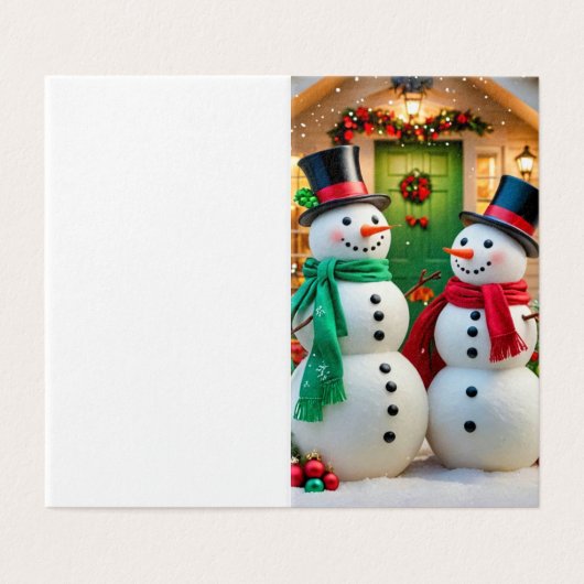 Schneemänner Weihnachtskarte (Außenseite Aufgefaltet)