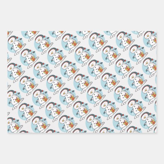 Schneemänner Weihnachtswrapping Paper Sheets Geschenkpapier Set (Vorderseite 3)