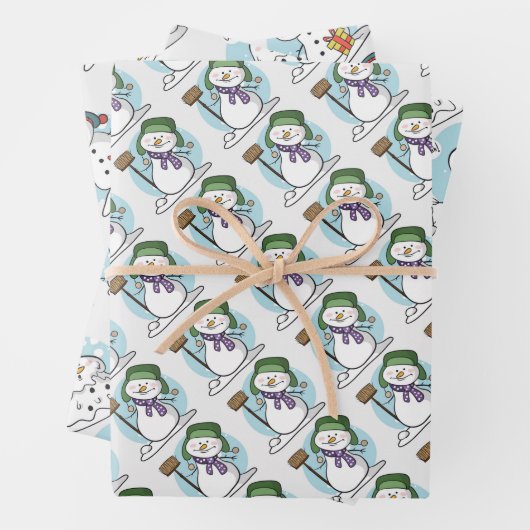 Schneemänner Weihnachtswrapping Paper Sheets Geschenkpapier Set (Beispiel)