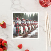 Schneemännerreihe mit Karierten Karren Serviette (Beispiel)