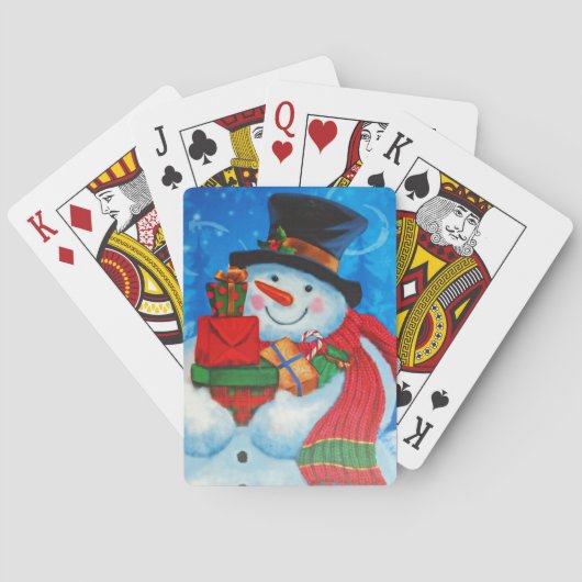 Schneemannlager Geschenke Spielkarten (Rückseite)