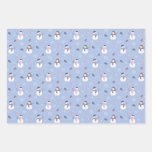 Schneemannpapier Geschenkpapier Set (Vorderseite)