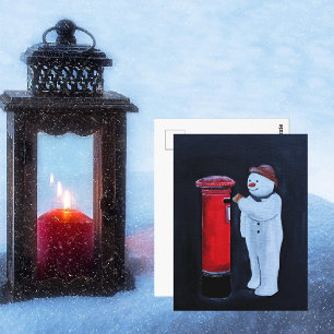Schneemanns Brief an Santa Malerei von Alfred Fox Postkarte