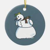 Schneemannsblauer Keramik Keramik Ornament (Vorne)