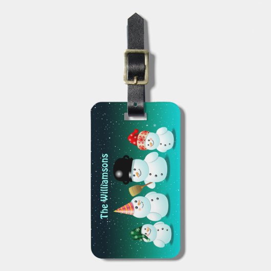 Schneemannsfamilie Gepäckanhänger (Vorderseite vertikal)