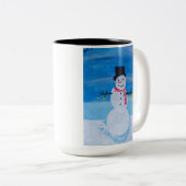 Schneemannskarte Zweifarbige Tasse (VorderseiteRechts)