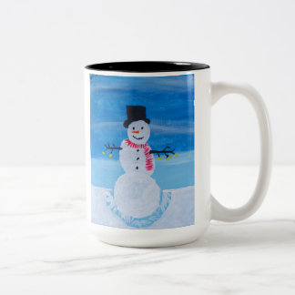 Schneemannskarte Zweifarbige Tasse