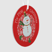Schneemannsschneeflocken des ersten Weihnachtsjubi Ornament (Vorderseite)