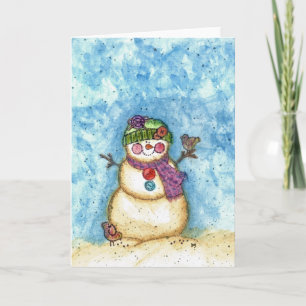 Schneemannweihnachtskarten-Aquarell Feiertagskarte