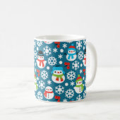 Schneemans & Schneeflocken Nahtloses Muster Kaffeetasse (VorderseiteRechts)