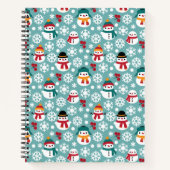 Schneemans & Schneeflocken Nahtloses Muster Notizbuch (Vorderseite)