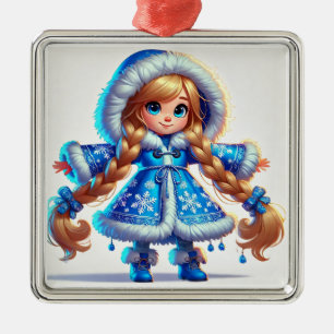 Schneemaschine in Blue Coat Ornament Aus Metall