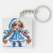 Schneemaschine in Blue Coat Schlüsselanhänger (Rückseite)