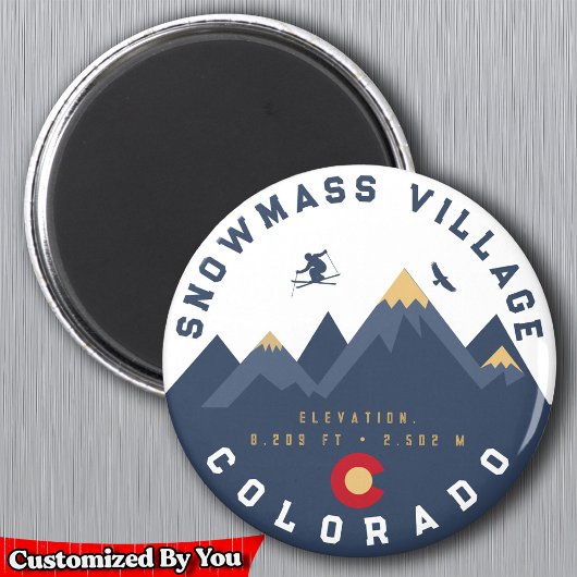 Schneemasse Colorado Flag Retro Sunset Ski Souveni Magnet