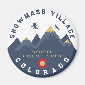 Schneemasse Colorado Flag Retro Sunset Ski Souveni Magnet (Vorne)