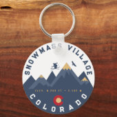 Schneemasse Colorado Flag Retro Sunset Ski Souveni Schlüsselanhänger (Vorderseite)