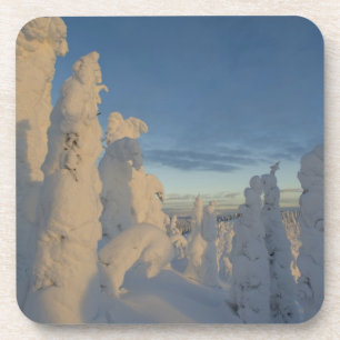 Schneemassen bei Sonnenuntergang im Whitefish Moun Getränkeuntersetzer
