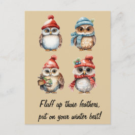 Schneemeister Geist: Eulen in Winterwärme Postkarte