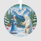 Schneemeister mit festlicher Dekoration und Eisbär (Rückseite)